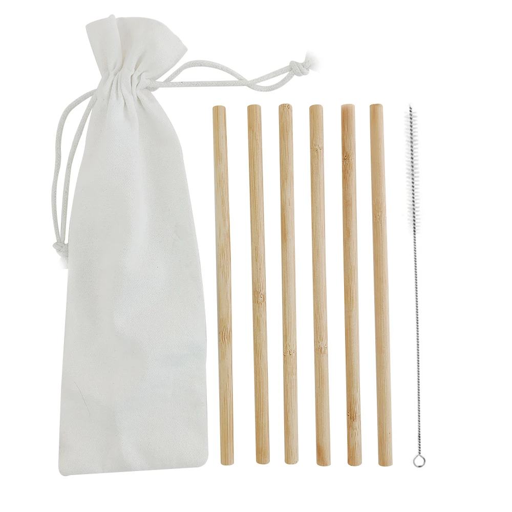 7 шт./компл. натуральные многоразовые Зеленые Бамбуковые соломинки экологически