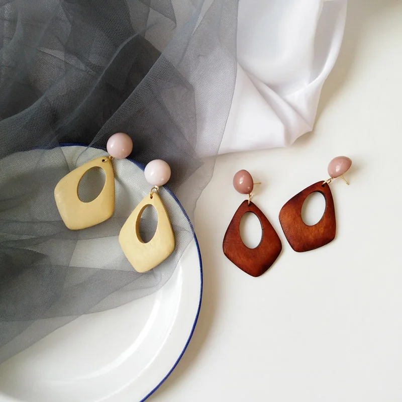 

10pcs Colorful Wooden Pendants Drop Shape Hollow out Earring Pendants Charms for Diy Earring Jewelry Making Findings Accessories