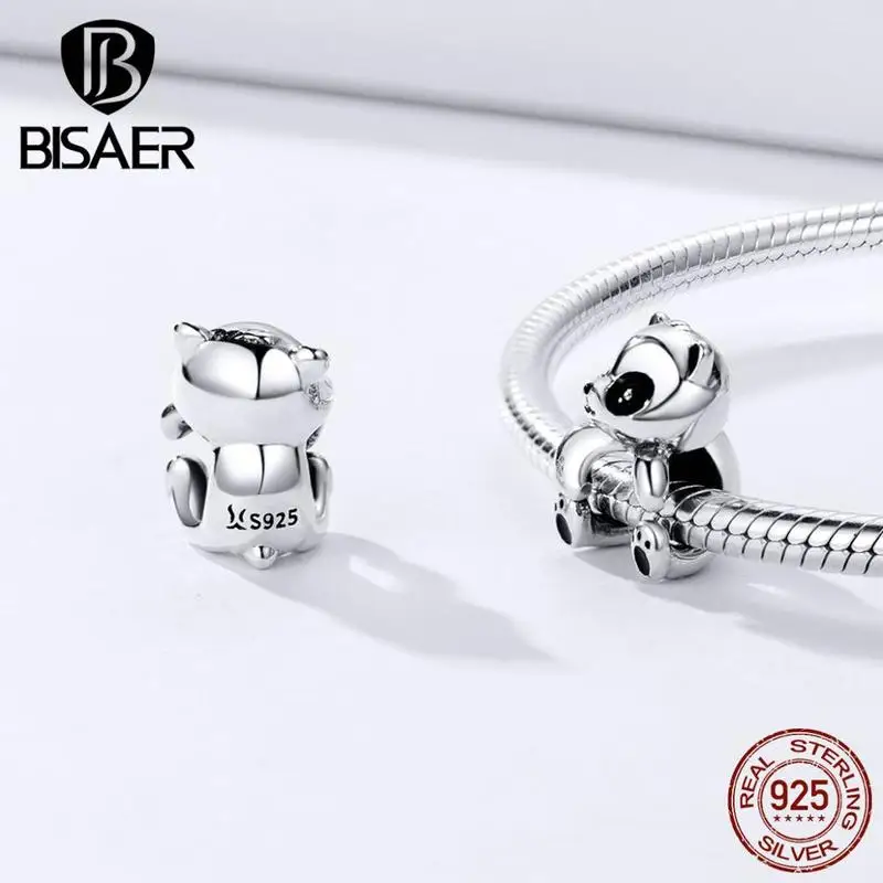 BISAER 925 пробы серебро животные Шарм Милая панда бусины подходят для оригинальных
