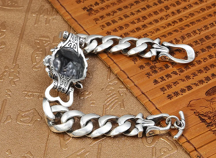 Тяжелая реальная кожа Серебряный Мужской мощный Тигр тайский панк рок ретро