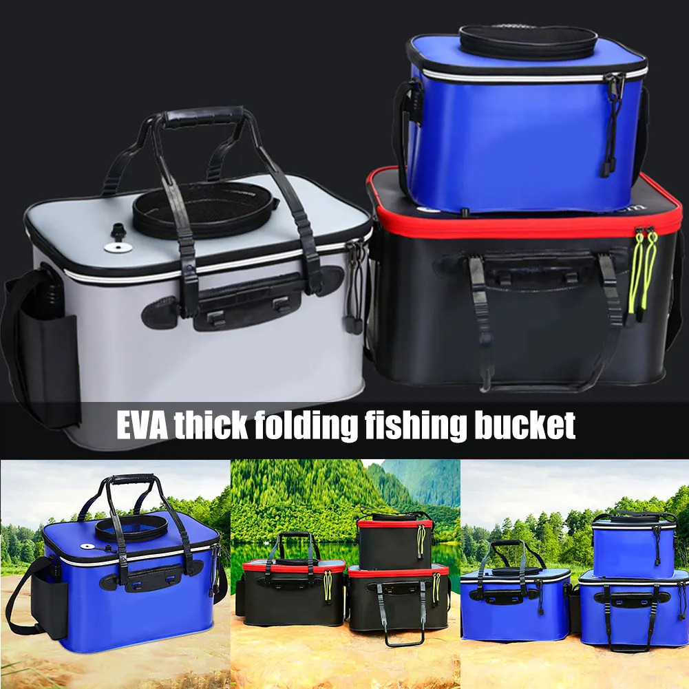 

45CM Portable EVA Fishing Bags Large Capacity Folding Fishing Bucket Live Fish Box Outdoor Tackle Storage Bag 3 Colors LA