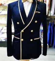 jeltonewin latest coat pant designs double breasted slim fit men suit navy blue velvet tuxedo party jacket groom wedding suits