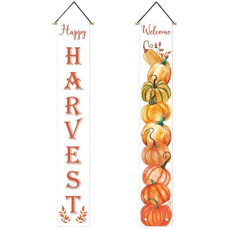 

Thanksgiving Party Banner Pumpkin Harvest Banner Front Door Hanging Curtain Pendant Bunting Flag Decoration