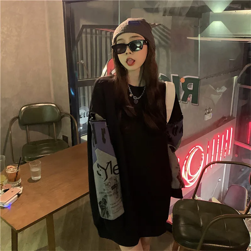 

Spring Autumn Casual Sweatshirt Women Pullover Korean Fashion Long Sleeve Print Tops Harajuku Loose Female Clothes Tide H1628