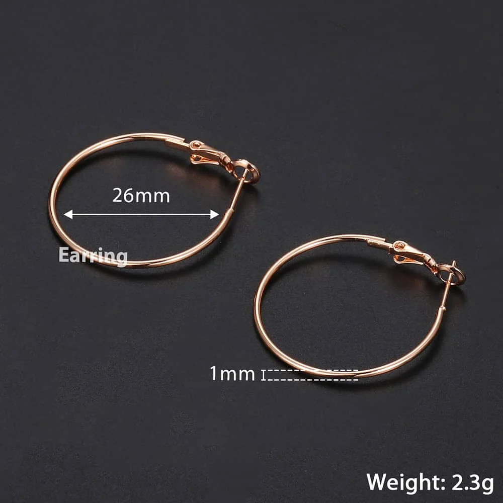 1mm Hoop Earrings for Women Girl Round Circle Ring Minimalist Thin Tube Rose Gold Filled Hip Hop Jewelry Amazing Price GE235 | Украшения и