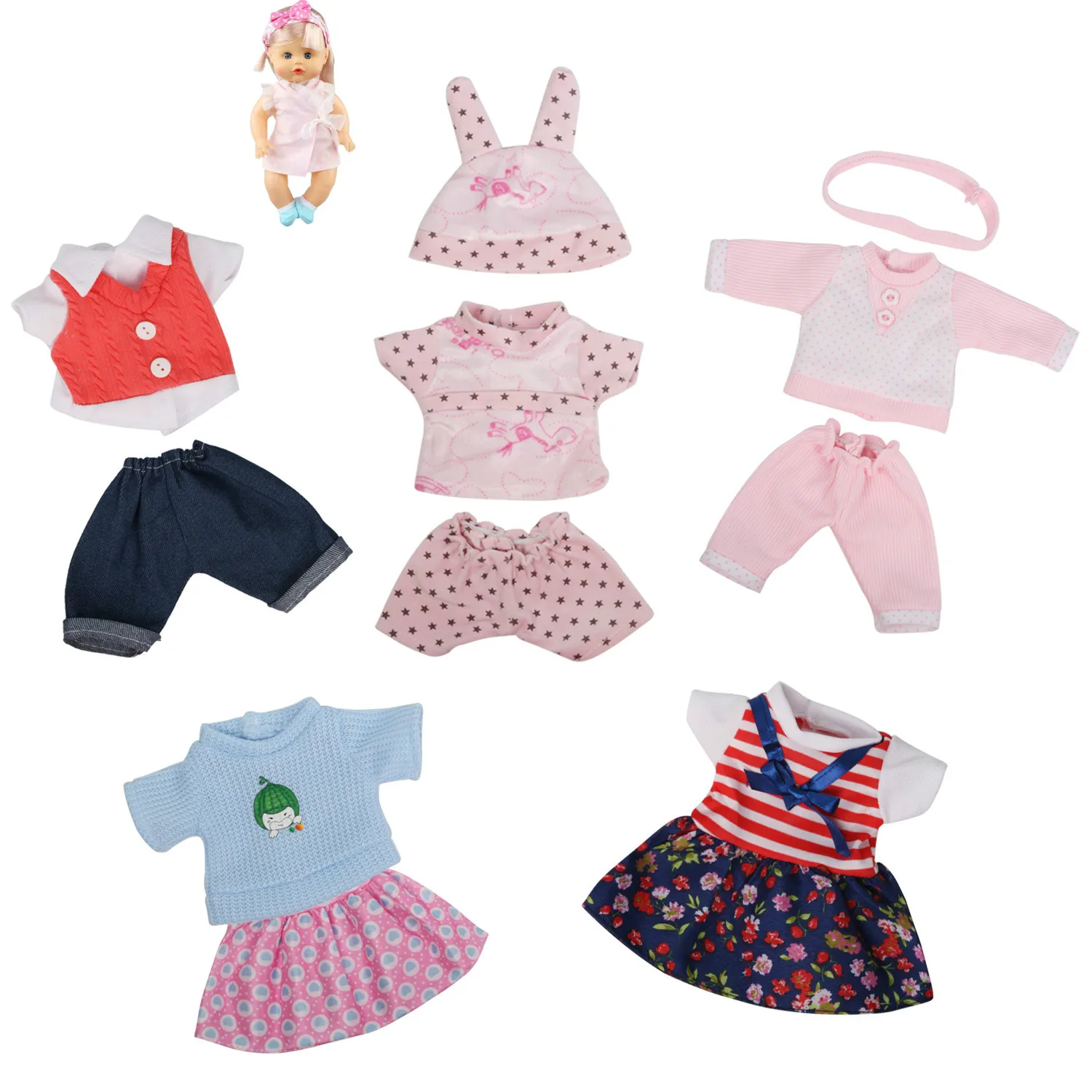 5 suits with1 doll B 5 штук кукольная одежда 1" Куклы новорожденных для маленьких девочек платье, одежда, костюмы, костюмы платье куклы для девочек - Цвет: 5 suits with1 doll B