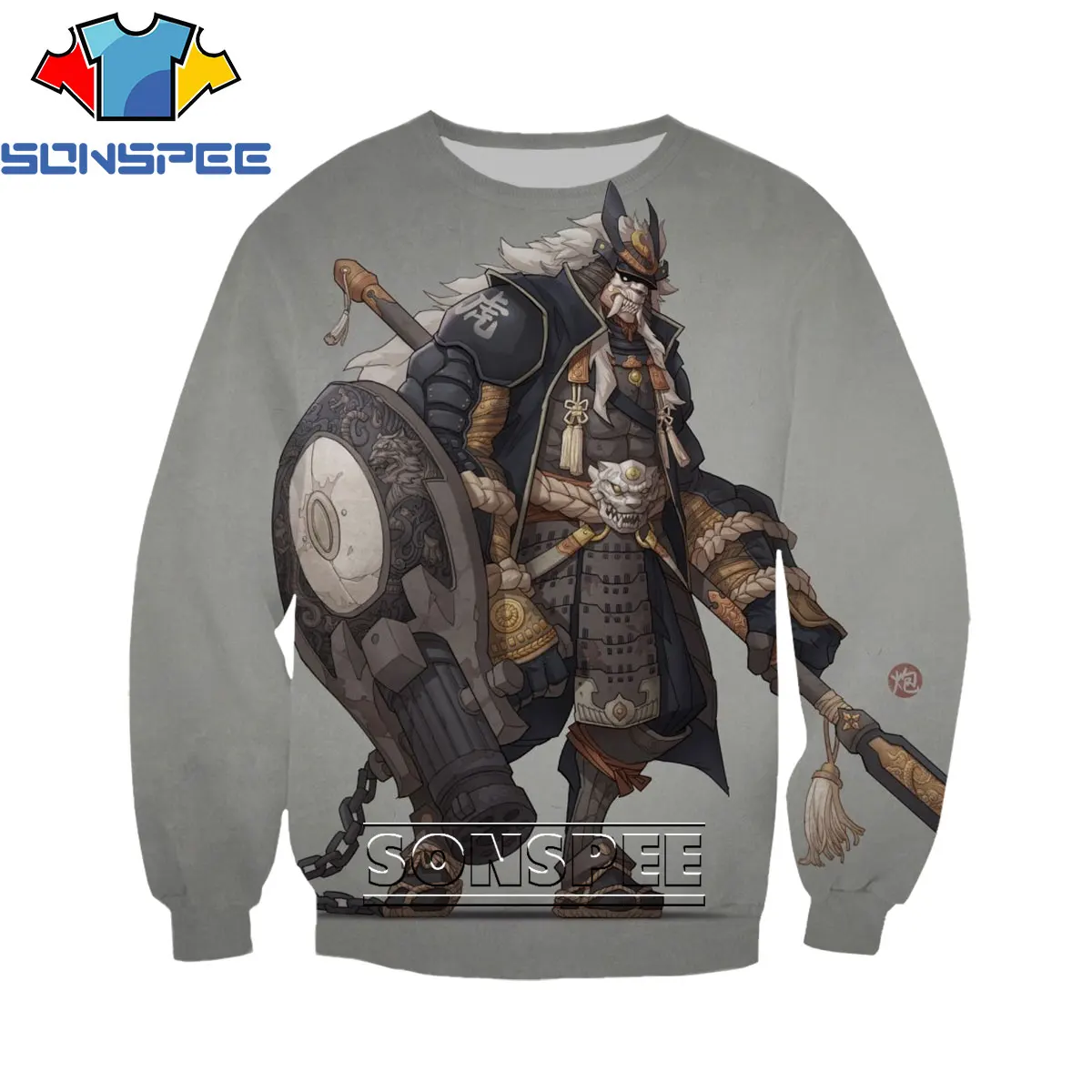 

SONSPEE 3D Print Samurai Ninja Men Women Sweatshirt Street Cool Harajuku Hawaii Fit Hoodie Pullovers Long-sleeved Shirt Spring