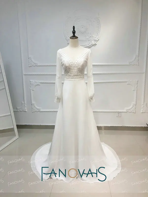 Пляжные Boho свадебный наряд Одежда с длинным рукавом с расширенным съемным подолом Vestido de Novia свадебные платья в богемном стиле suknia slubna