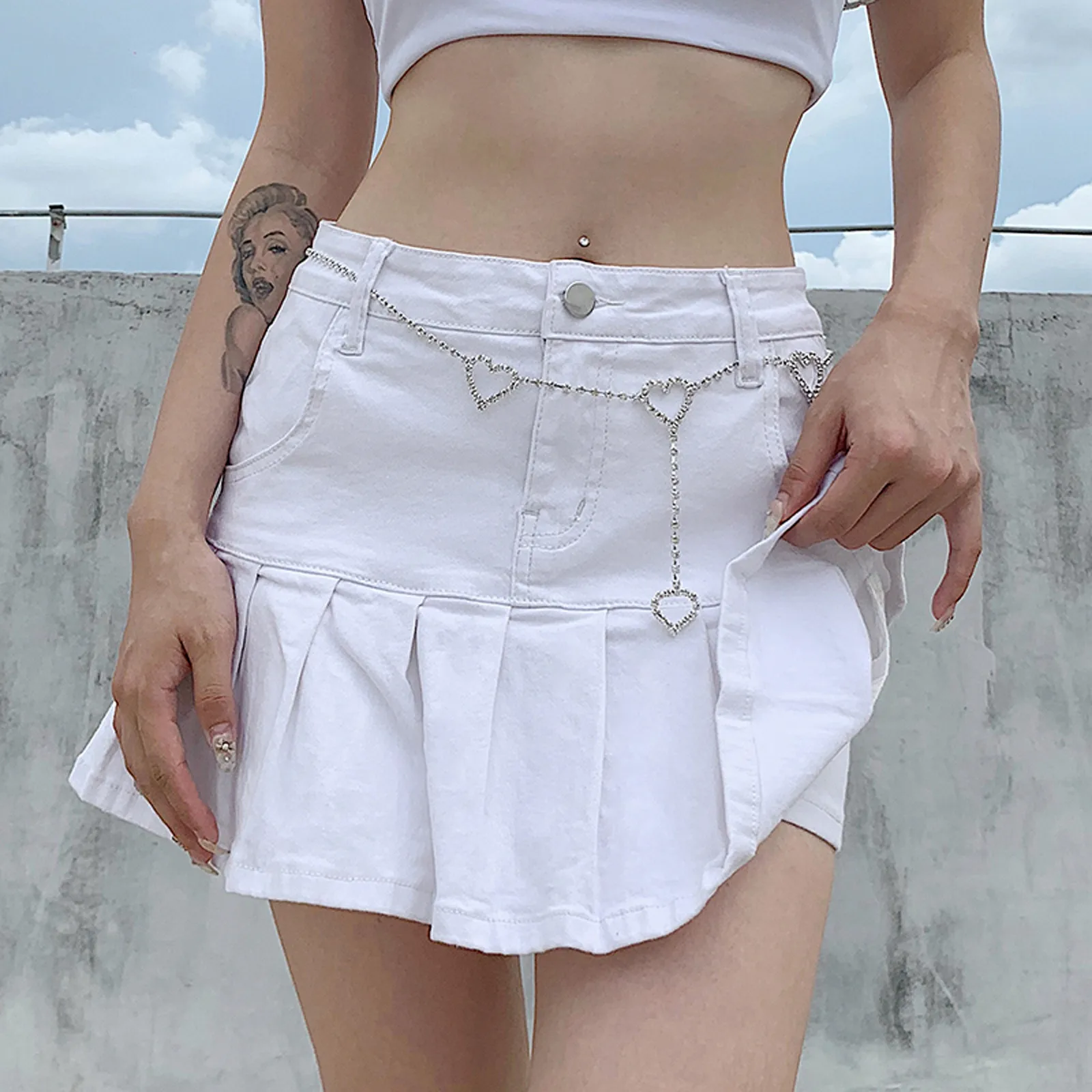 

Women Skinny Skirts High Waist Pleated Skirts Zipper Mini Skirts Streetwear Mini Skirt Fashion A-line Skirt Mujer 2021 Clothing