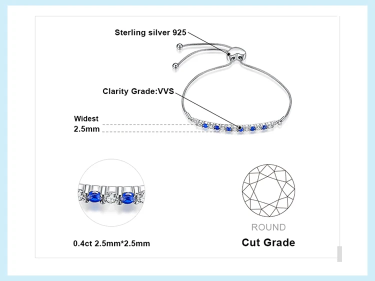 JewelryPalace многоцветный 0.4ct создан синий шпинель регулируемый браслет стерлингового серебра 925 Лидер продаж подарки для Для женщин девочек