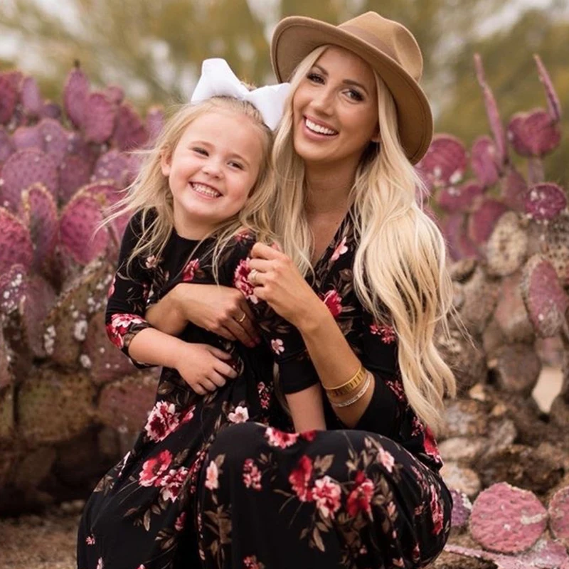 Одинаковые комплекты для семьи в европейском и американском стиле Длинная юбка