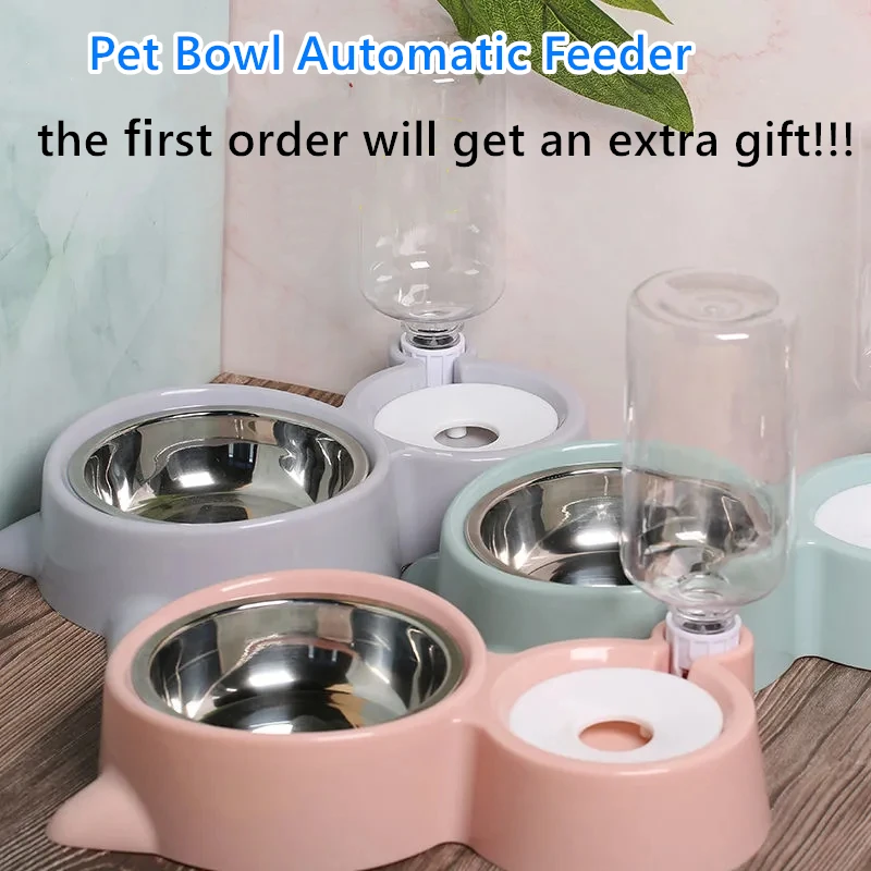 

Pet Bowl Automatic Feeder Dog Cat Food Bowl with Water Dispenser Double Bowl Cat Dog Drinking Bowl Dogs Feeder Dish Stand Bowl