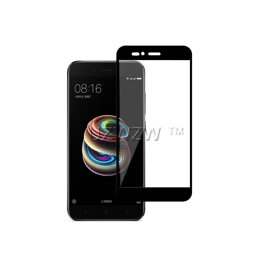 Черный 2 шт для Xiaomi mi a1 стекло полное покрытие закаленное стекло для Xiaomi mi A1 mi 5X Защита экрана 9H твердость защитное стекло - Цвет: Черный