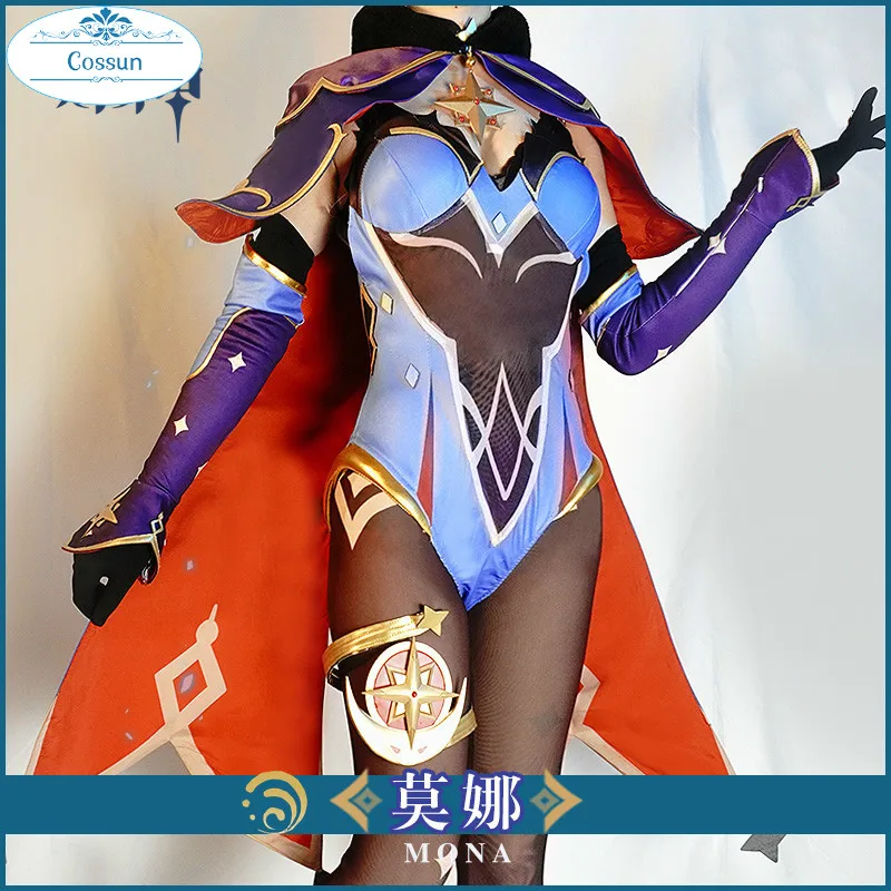 

Genshin Impact Mondstadt Mona Cosplay Costume Game Suit Lovely Bodysuit Halloween Party Outfit For Women Girls 2020 NEW
