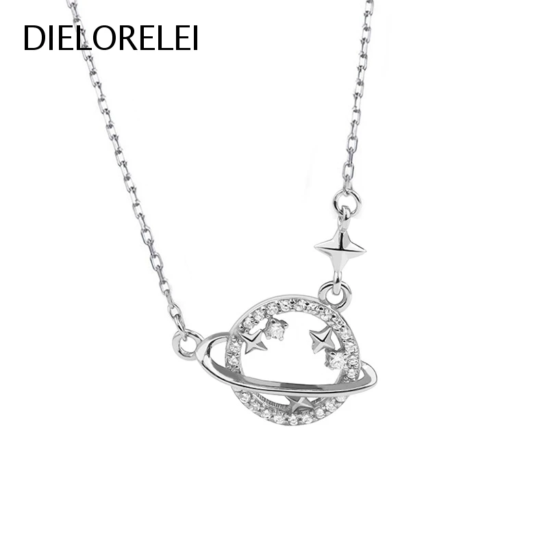 

DIELORELEI 925 Sterling Silver Simple Necklaces Pendants Jewelry Temperament Light Luxury Minimalist Prevent Allergy Girls