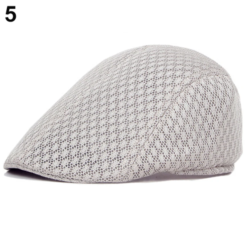 

2021 New Summer Mens Hats Breathable Mesh Newsboy Caps Outdoor Unisex Fashion Golf Hat Fashion Solid Flat Cap For Women