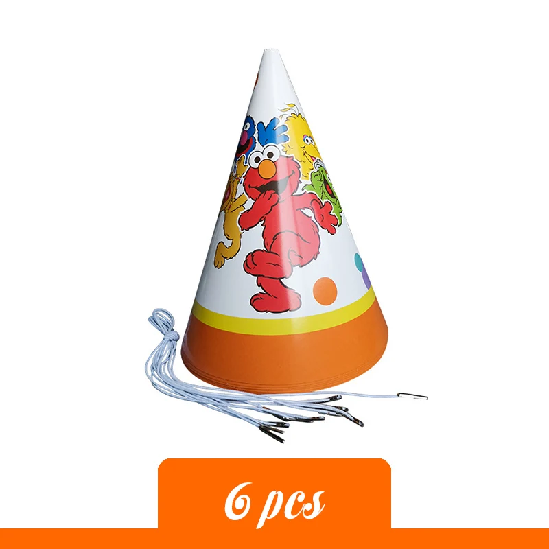 Birthday hat Дети мультфильм Элмо день рождения поставки идея пользу украшения Улица Сезам шар посуда чашка тарелка шляпа - Цвет: Birthday hat