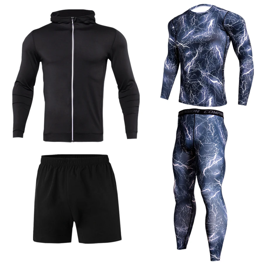 Camouflage tight training suit sports jogging sports suit fitness men's compression thermal underwear top trousers sportswear