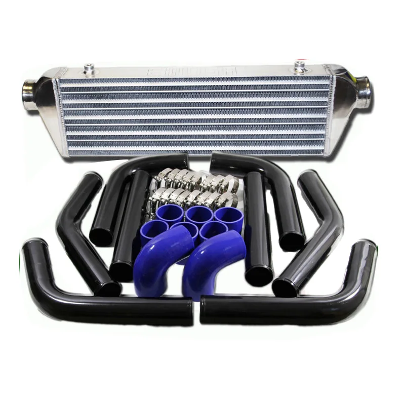 

Intercooler Piping Kits 2.5" Intercooler 27x7x2.5 + Piping Kit Black Piping + Blue Silicone +T Bolts