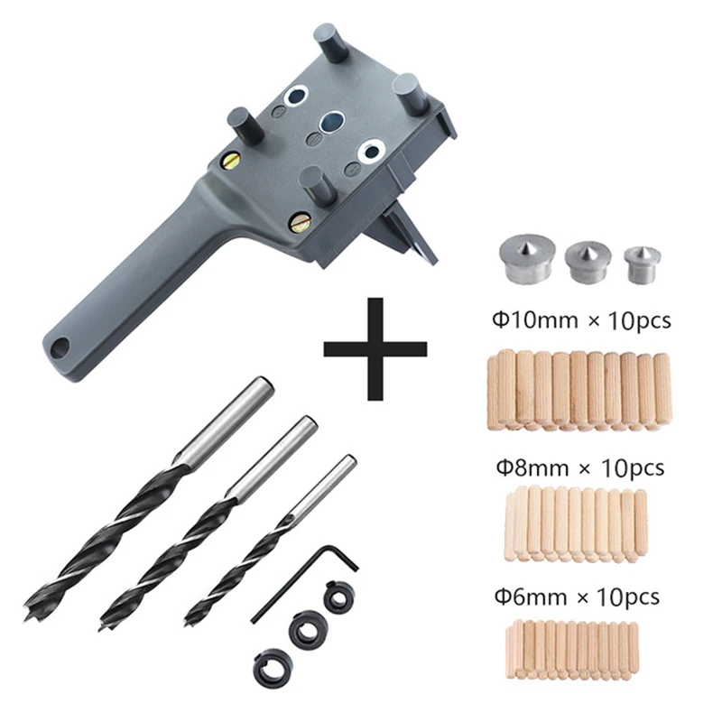

8/38/41PC Quick Carpenter Locator Doweling Jig Handheld 6/8/10mm Drill Bit Hole Puncher For Carpentry Dowel Joints Woodworking