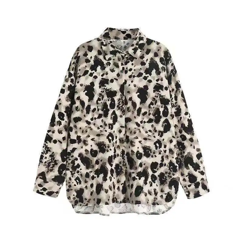 

Chiffon Women's Blouseses Plus Size Polo Shirt Loose New Tops Korean Fashion Blouses Casual Long Sleeves Top Houthion