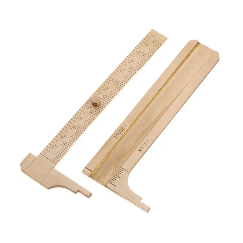 

Mini Brass Sliding Gauge Vernier Caliper 80mm 3.25inch Pocket Ruler Double Scale
