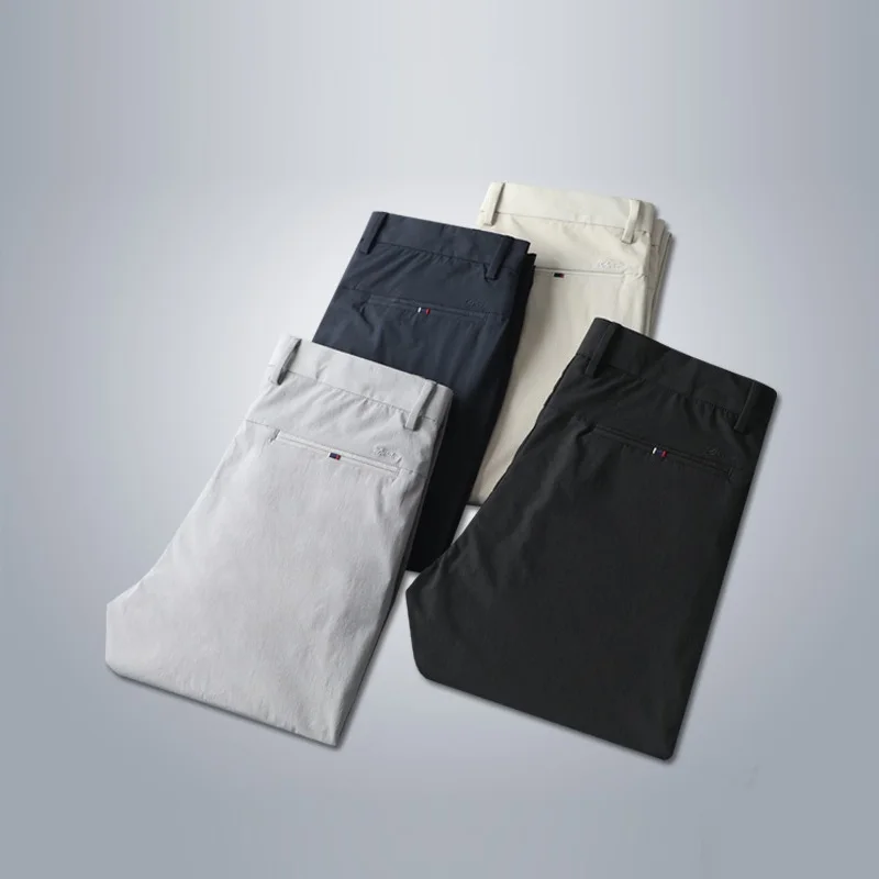 

Mens Summer Pant Light Fashion Stretch Spandex Straight Trouser Classic Dress Non-iron Black Beige 2021 Formal Husband Pant Male