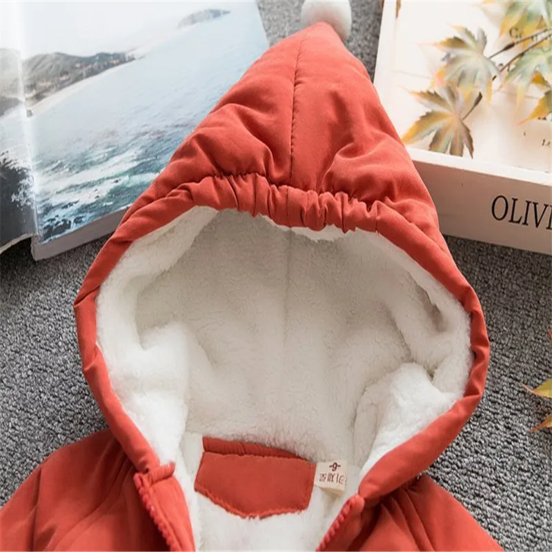 Пальто для новорожденных девочек хлопковое пальто с капюшоном младенцев красное