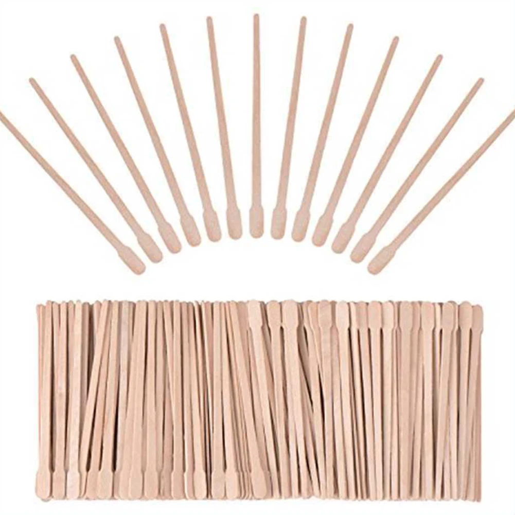 100 шт. аппликаторы для тела с плоской головкой Деревянный инструмент депиляции