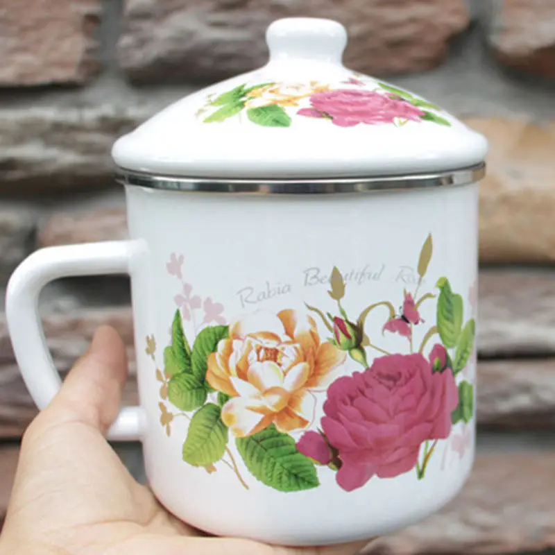 Большая эмалированная чашка для воды в стиле ретро классический утолщенный