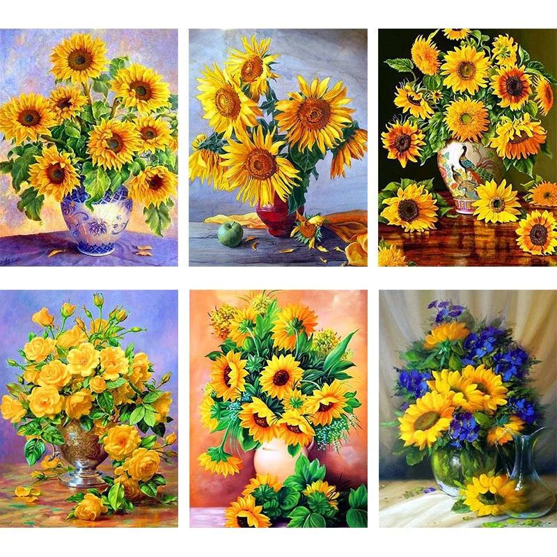 Желтые цветы от солнца 5D алмазная живопись своими руками вышивка крестиком