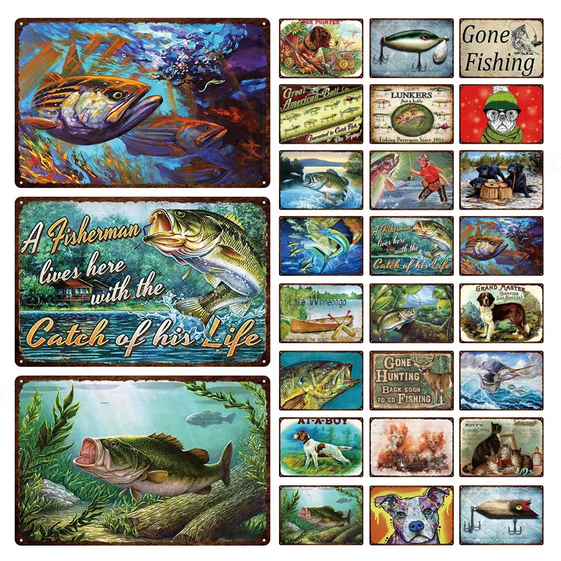 Знак в виде рыбы потертый шикарный винтажный стиль металлический знак животного