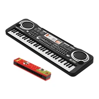 61 keys electronic digital piano keyboard with dual speakers microphone tremolo harmonica 16 holes kids toy