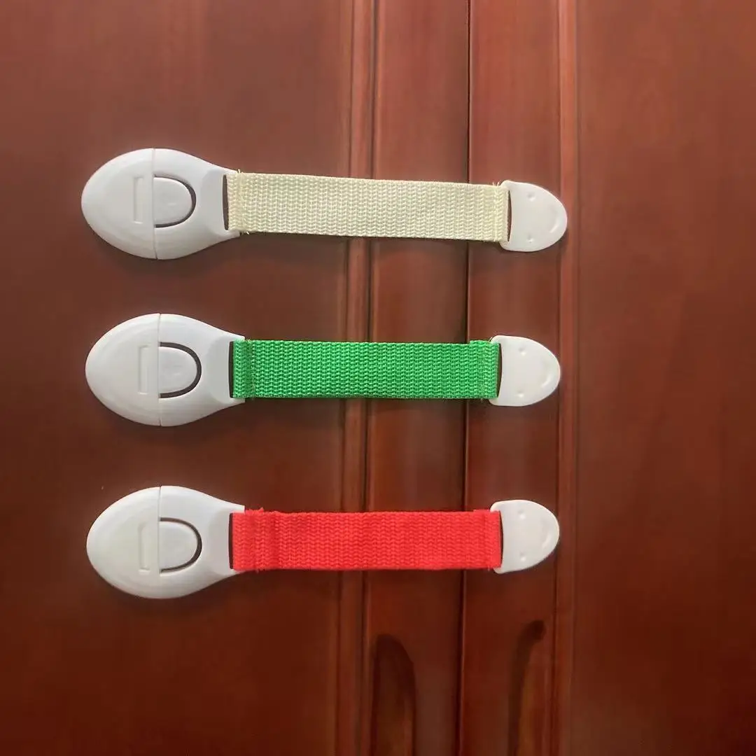 10 unids/lote caj&oacute;n del Gabinete de la puerta beb&eacute; protecci&oacute;n armario ba&ntilde;o cerraduras de seguridad de los ni&ntilde;os del beb&eacute; de seguridad pl&aacute;stico cerraduras correas-2