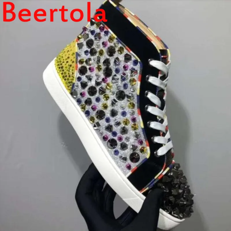 Мужская обувь Beertola разноцветная блестящая на плоской подошве с разноцветными