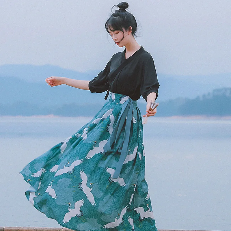 Женский костюм для косплея Hanfu Восточный топ и юбка в старинном стиле из двух