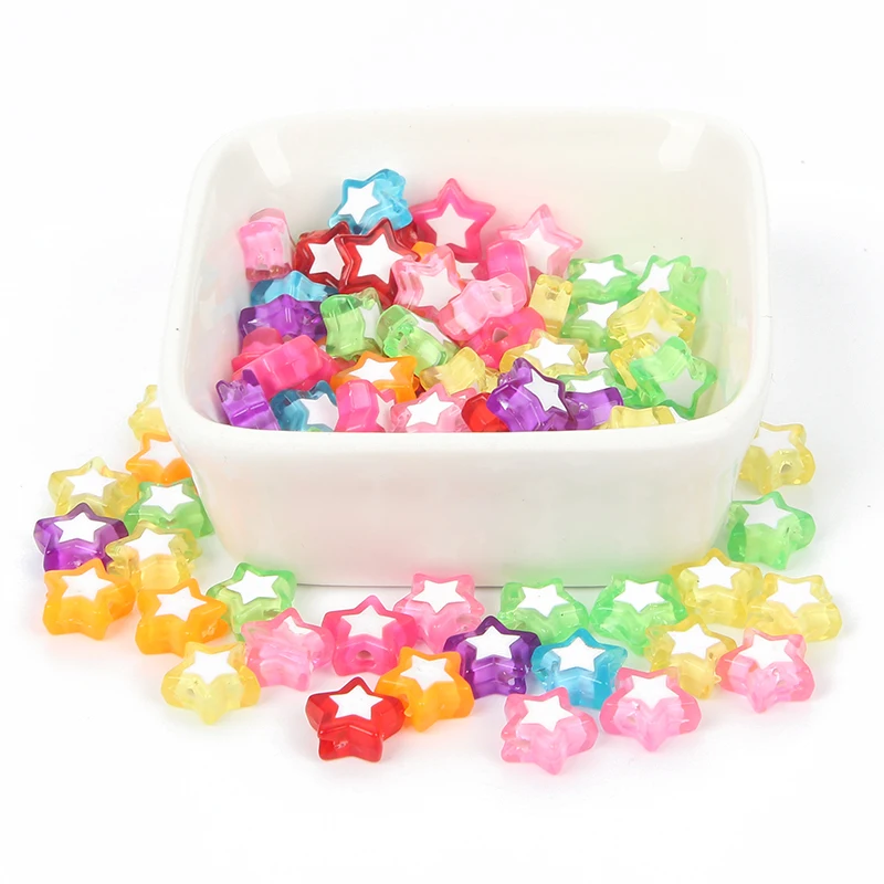 50Pcs Mixed Pentagram Acrylic Double Beads For Jewellery Marking Loose Spacer Bracelet Necklace Charm Jewelry Finding | Украшения и