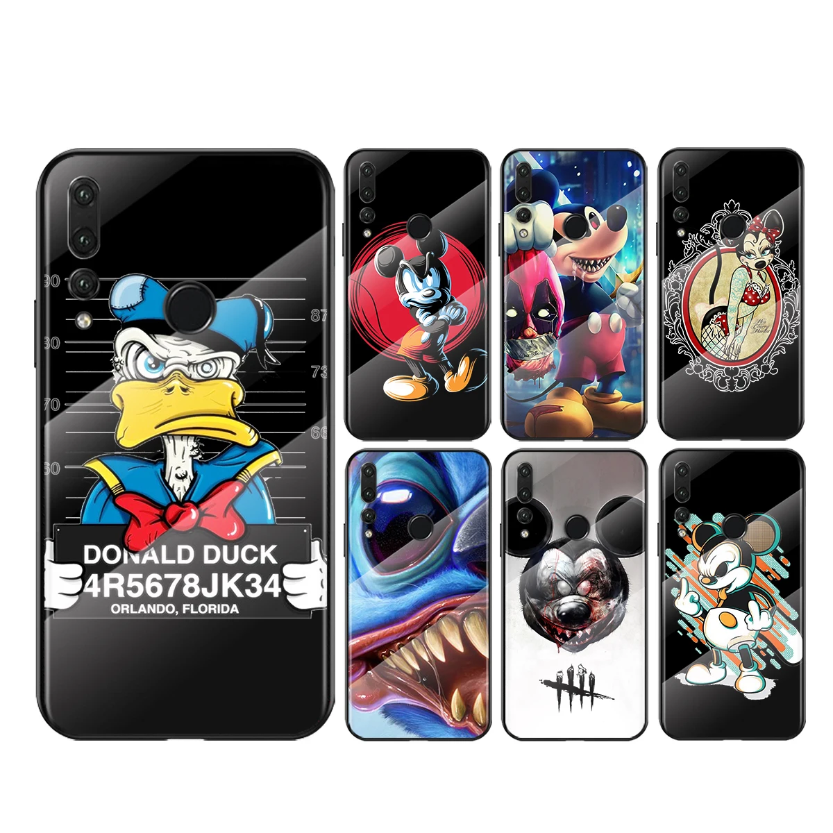 

Tempered Glass Cover Luxury Disney Bad Boy Mickey For Huawei Honor 30 9X 20 10 8X Lite Pro Plus Shockprook Phone Case