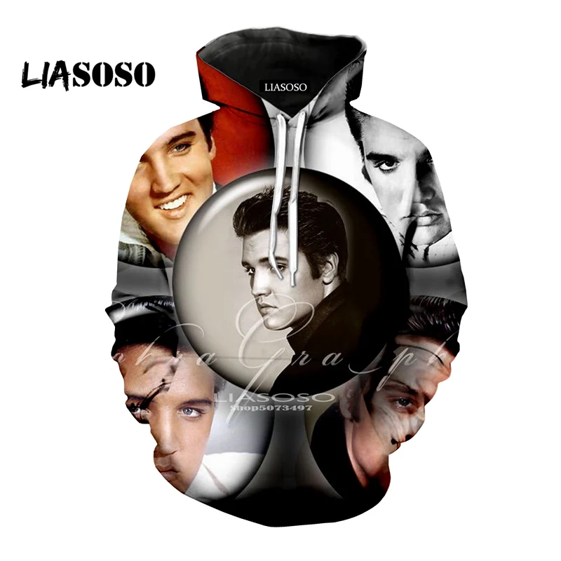 LIASOSO/модные толстовки с капюшоном 3D принтом в стиле унисекс Толстовки Король рок