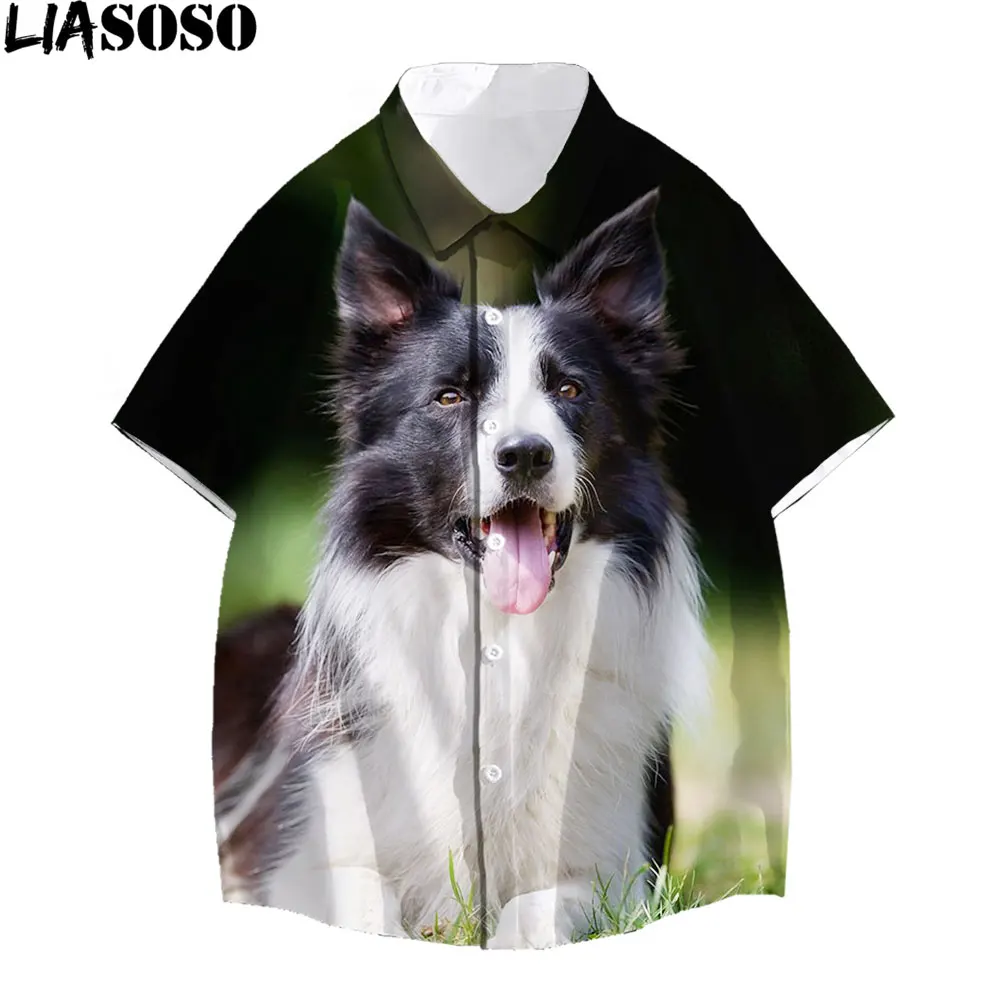 

LIASOSO Animal Edge Shepherd Men's Shirt 3D Printing Summer Hawaiian Beach Shirt Casual Loose Mens Fashion Clothing Trends
