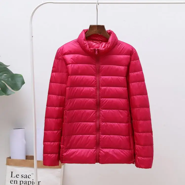 style2 rose Ультра легкие куртки на утином пуху 90%, Женское зимнее пальто с капюшоном, теплая тонкая куртка с длинными рукавами 8XL, большие размеры, Женская Куртка jaqueta feminina - Цвет: style2 rose