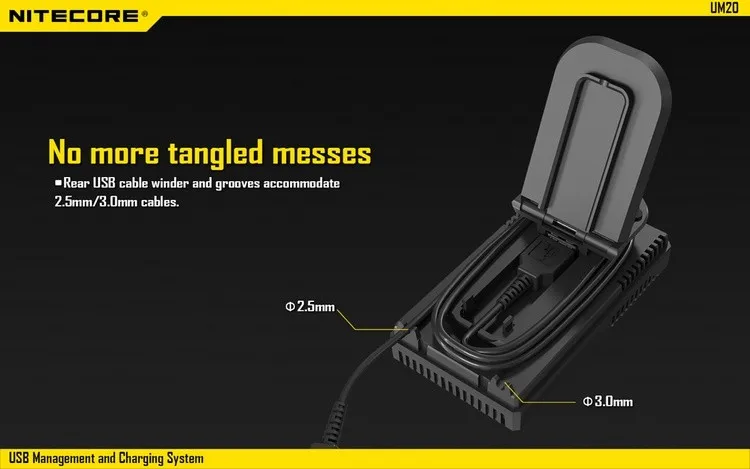 Nitecore UM20 умное зарядное устройство ЖК-дисплей зарядное устройство Универсальный зарядное устройство Nitecore с usb-кабелями 18650 16340 14500