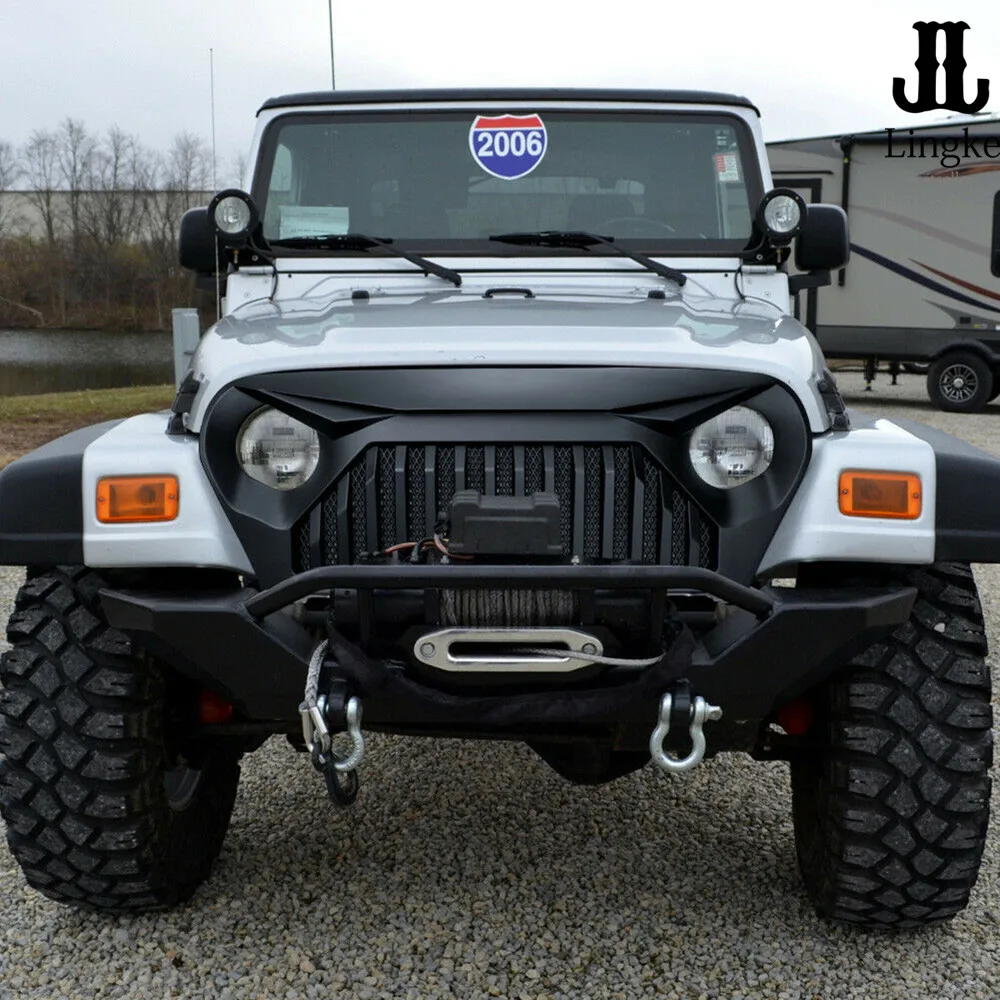 Решетка переднего бампера матовая Черная решетка Angry Bird для Jeep Wrangler TJ 1997