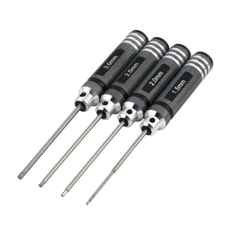 

R9UF Steel Material Strong and Wear-resistant Hex Screwdriver Mainly Used for Model Aircraft 4-piece Black/ Blue/ Red