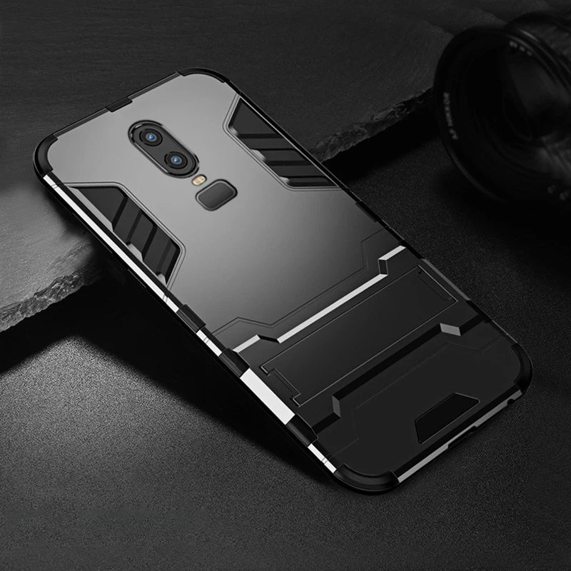 Защитный чехол для Oneplus 7T Pro из ТПУ + ПК жесткий пластиковый бампер с подставкой 7