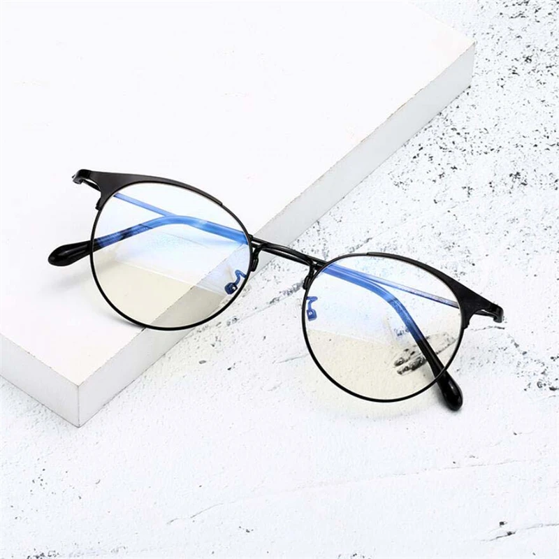 

Anti-blue Light Cat Eye Optical Spectacle Women Men Retro Metal Round Prescription Eyeglasses SPH 0 -0.5 -0.75 -1.0 To -6.0