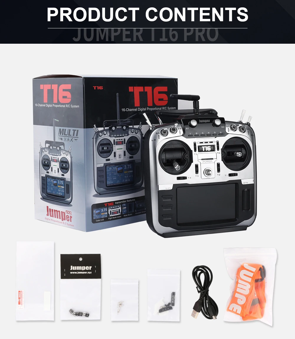 Jumper T16 Pro Hall Gimbal с открытым исходным кодом мультипротокол радиопередатчик JP4-in-1 Moduel JumperTX 2,4G 16CH для гоночного дрона FPV