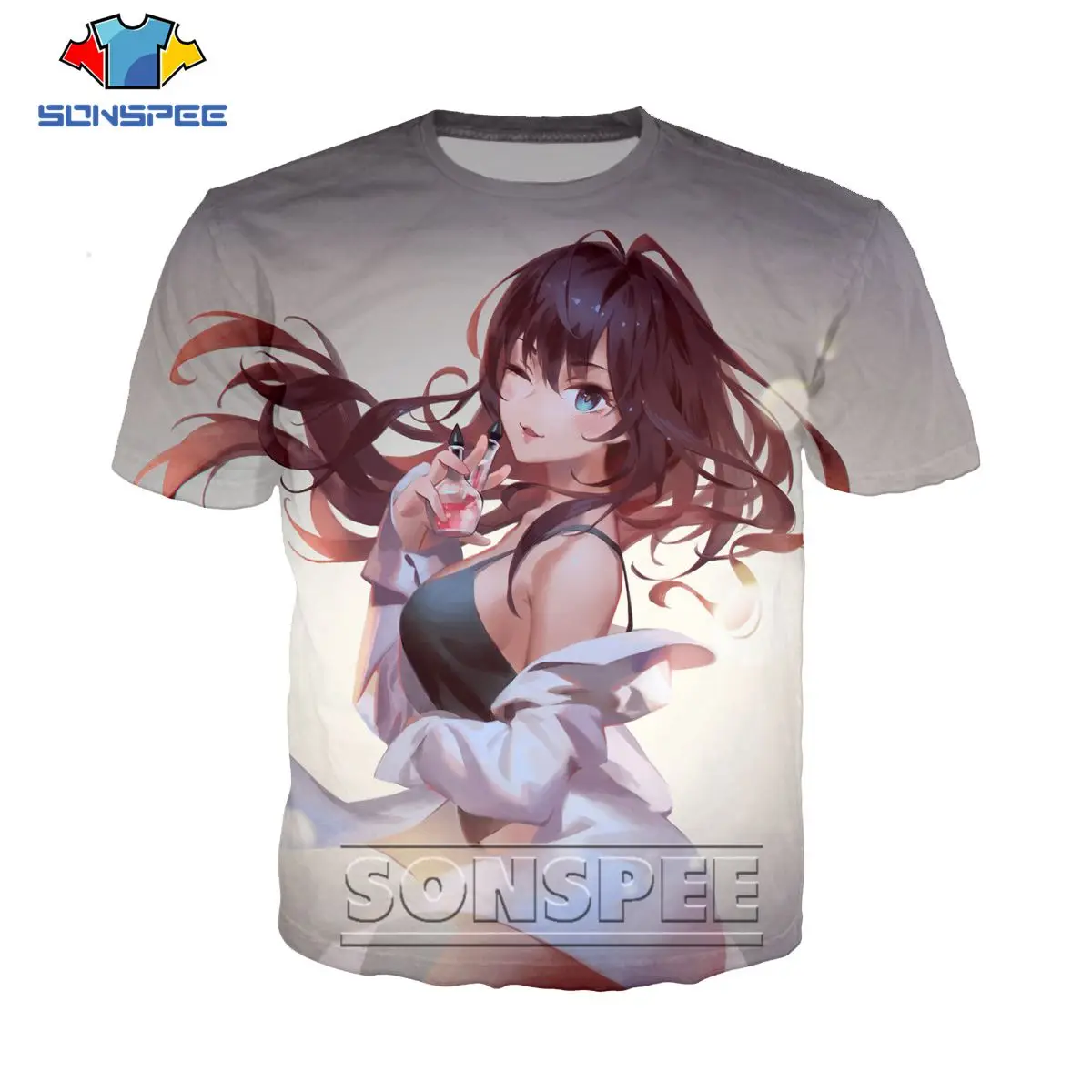

SONSPEE Summer Anime Girl T-shirt 3D Print T Shirt CustomSexy Cute Streetwear Gym Clothes Game HarajukuTshirt