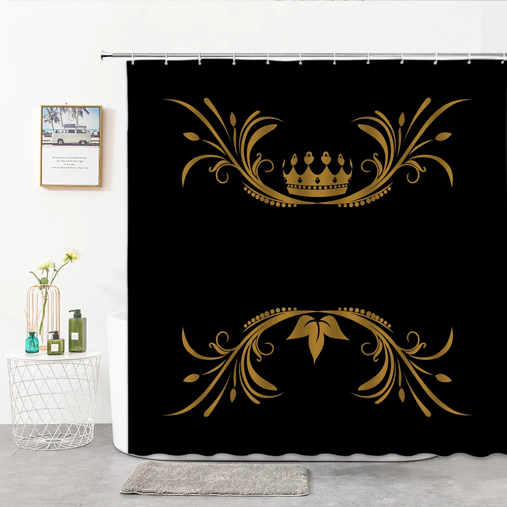 

Geometry Shower Curtains Fabric Brown Black Striped With Hooks Rings For Bathroom Curtains Bedroom Bath Decor Supplies