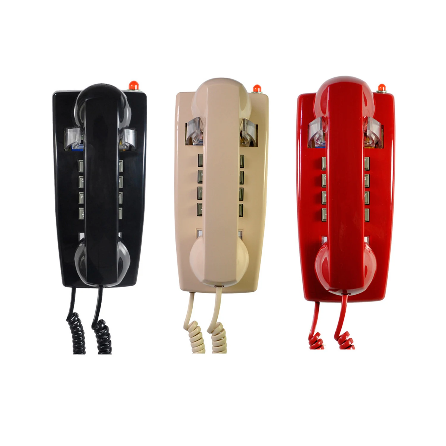 classic red wall phone vintage retro style wall mounted telephone analog old school phone with cord for home office hotel free global shipping